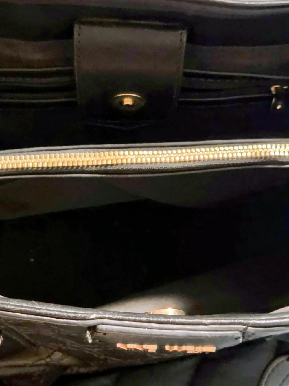 Black Women's Tote Bag with Embossed Pattern NINE WEST W/Small Wallet Attached